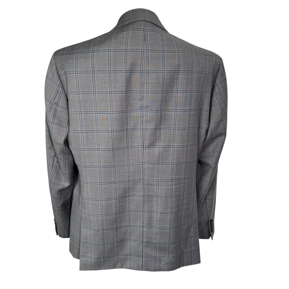 RYAN SEACREST DISTINCTION Men's 44R W38 Grey Glen Plaid Wool Blend 2 Piece Suit